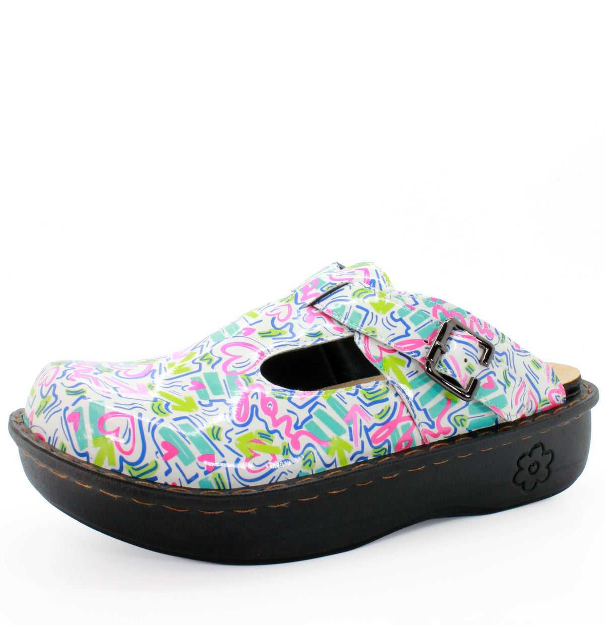 Sanosan Bella Comfort Slip-On Clogs in Heart Scribble