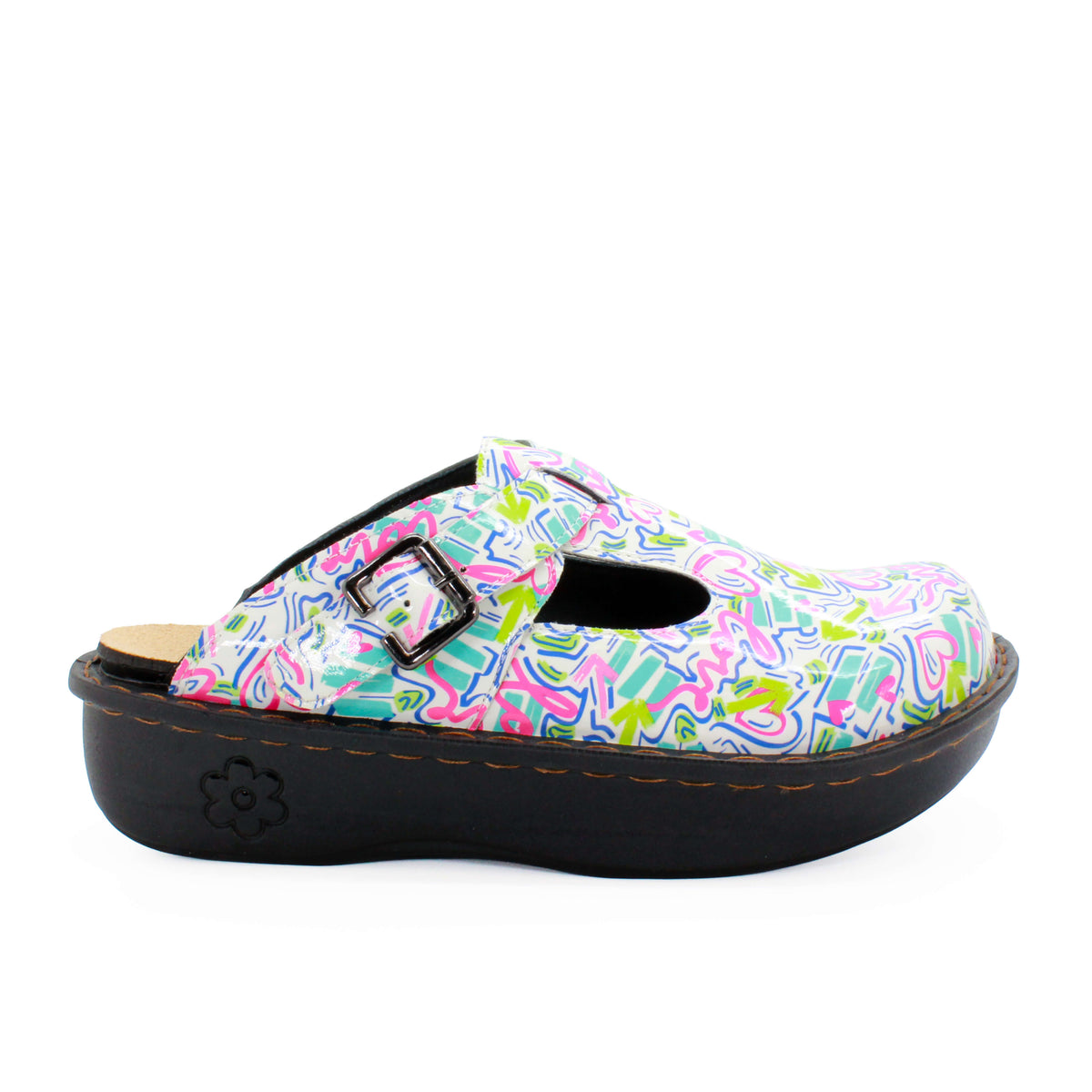 Sanosan Bella Comfort Slip-On Clogs in Heart Scribble