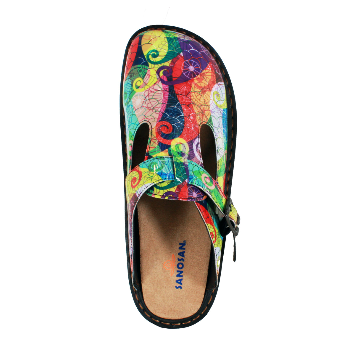 Sanosan Bella Comfort Slip-On Clogs in Multi Loop print