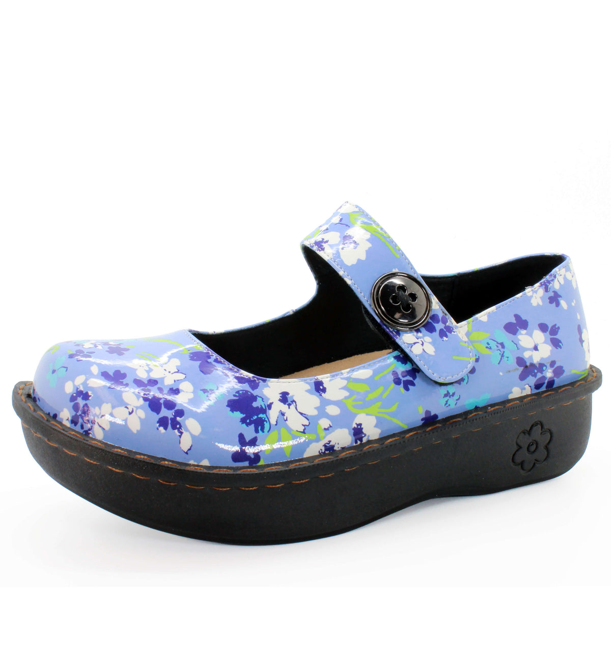 Sanosan Julia Comfort Mary-Jane Clogs in Orchid Grass