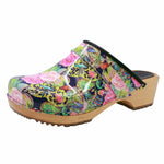 BJORK BJORK Maja Wood Colibri Printed Leather Clogs