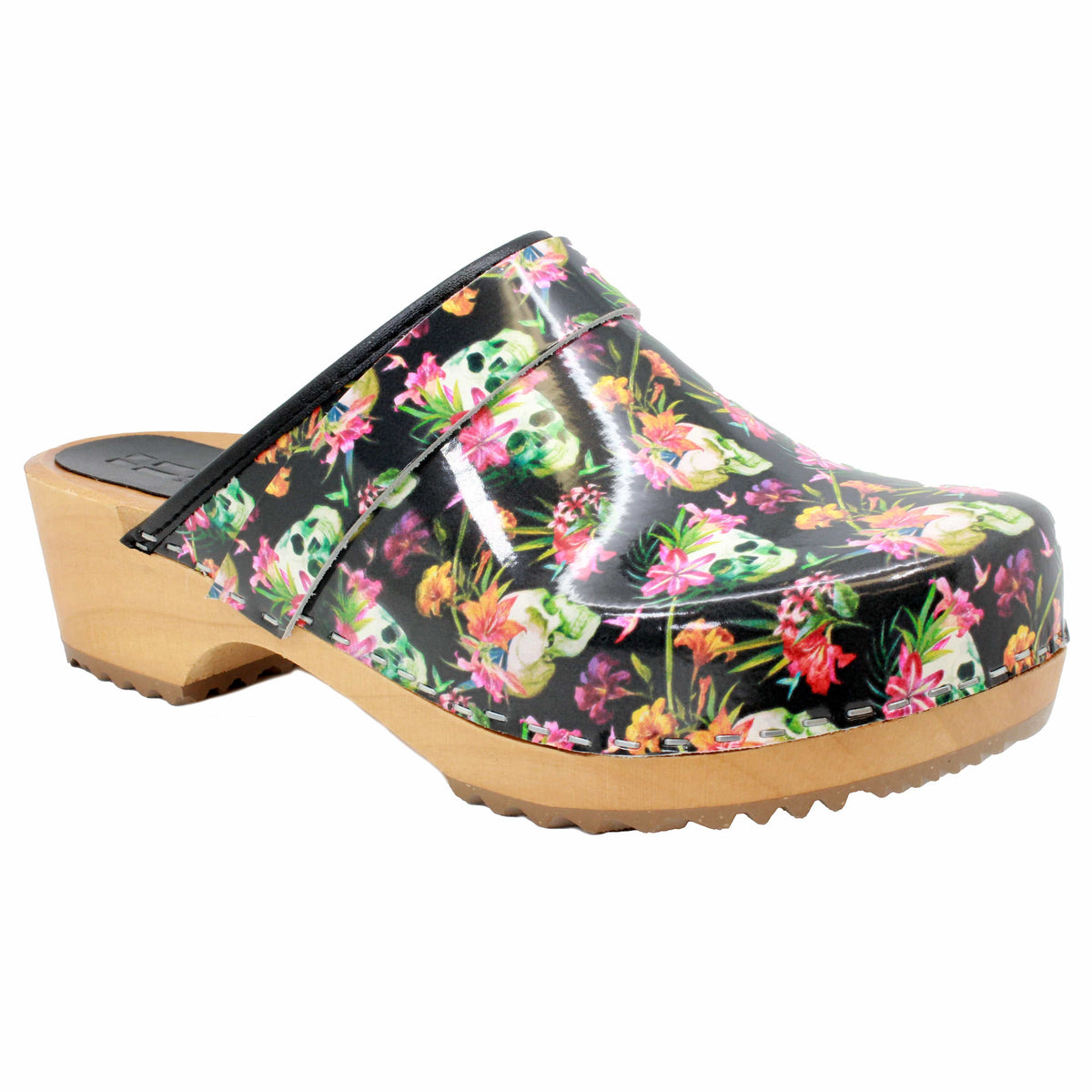 BJORK 600617-90-36 BJORK Maja Wood Moa Printed Leather Clogs Multi / EU-36