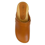 KLÄGN KLÄGN Tuva Wood Open Back Grip Caramel Veg Tan Leather Clogs