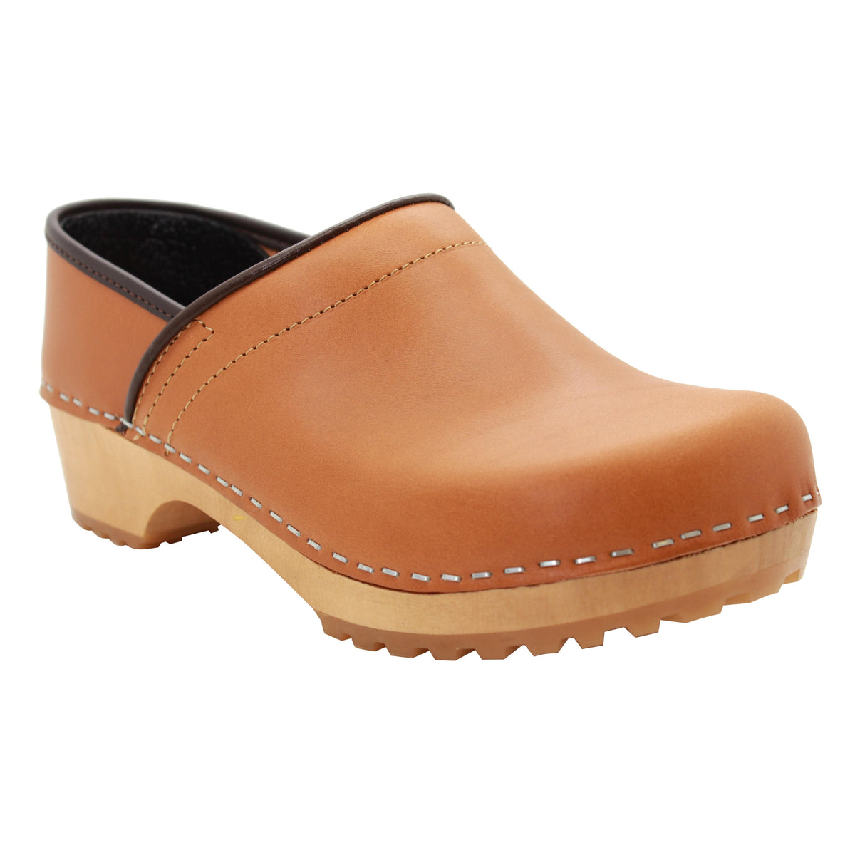 KLÄGN 610100-150-36 KLÄGN Tindra Wood Closed Back Grip Caramel Veg Tan Leather Clogs Caramel / EU-36