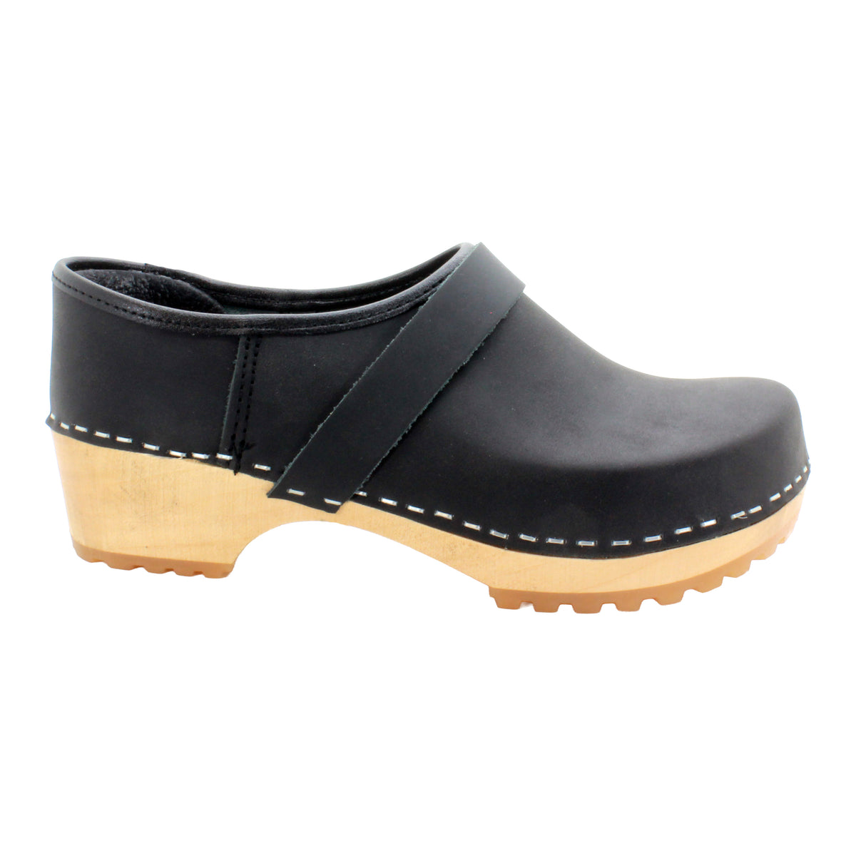 BJORK Tilda Wood Classic Closed Back Leather Clogs
