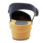 KLÄGN KLÄGN ALMA Swedish Wood Clog Leather Sandals in Navy