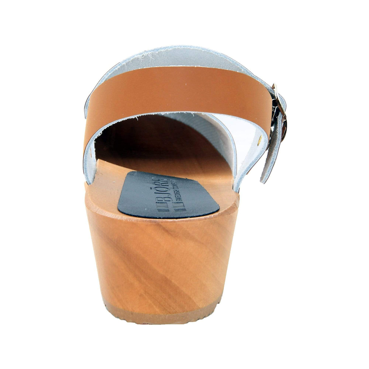 BJORK BJORK ALMA Swedish Wood Clog Cognac Leather Sandals