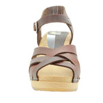 BJORK BJORK ULLA Swedish Wood Clog Sandals in Brown Leather