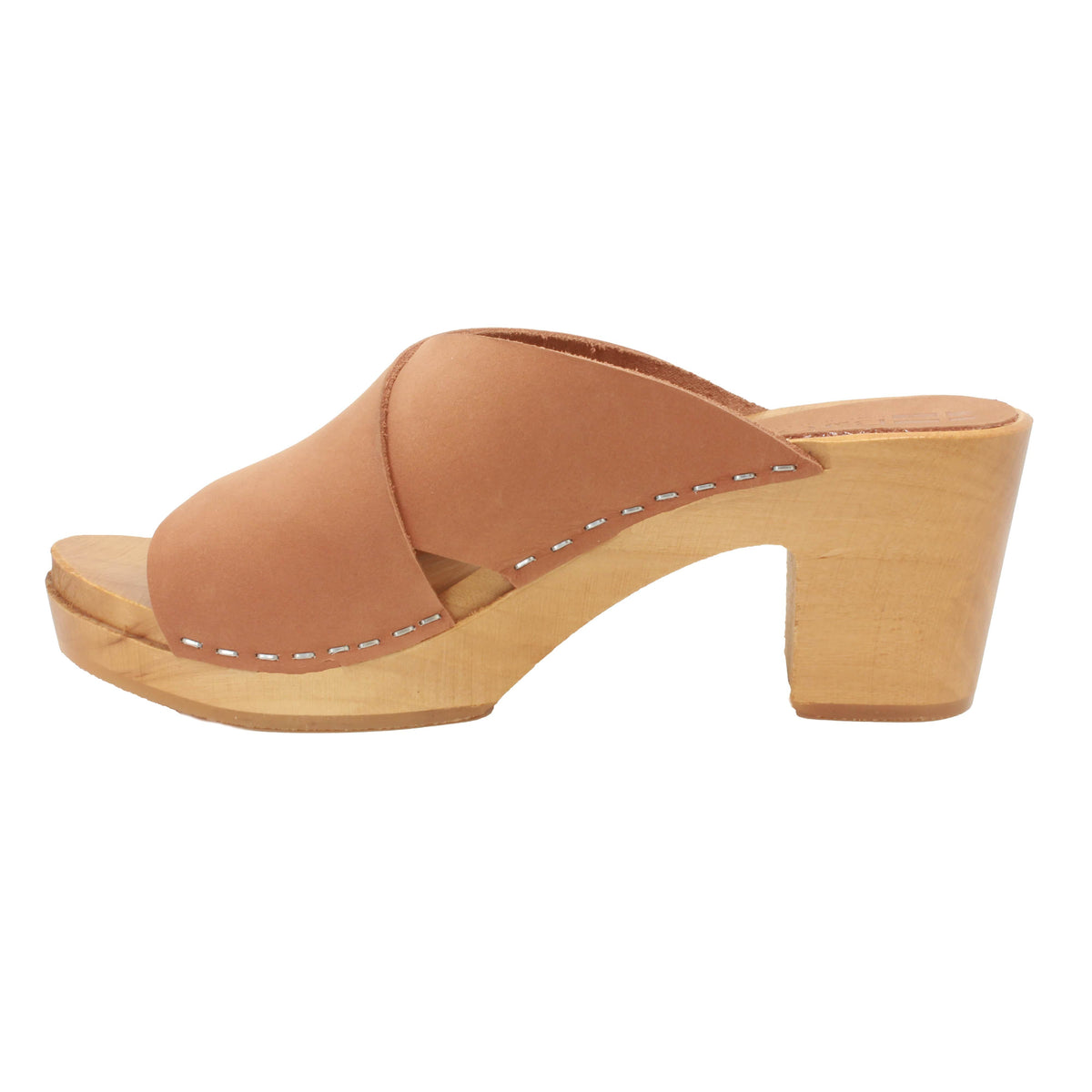 BJORK BJORK RIKKE Swedish Wooden Clogs in Cognac Nubuck
