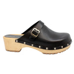 BJORK BJORK Anna Wood Open Back Full Grain Natural Leather Clogs