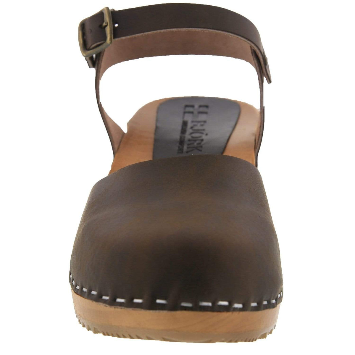 BJORK BJORK ALMA Swedish Wood Clog Brown Leather Sandals
