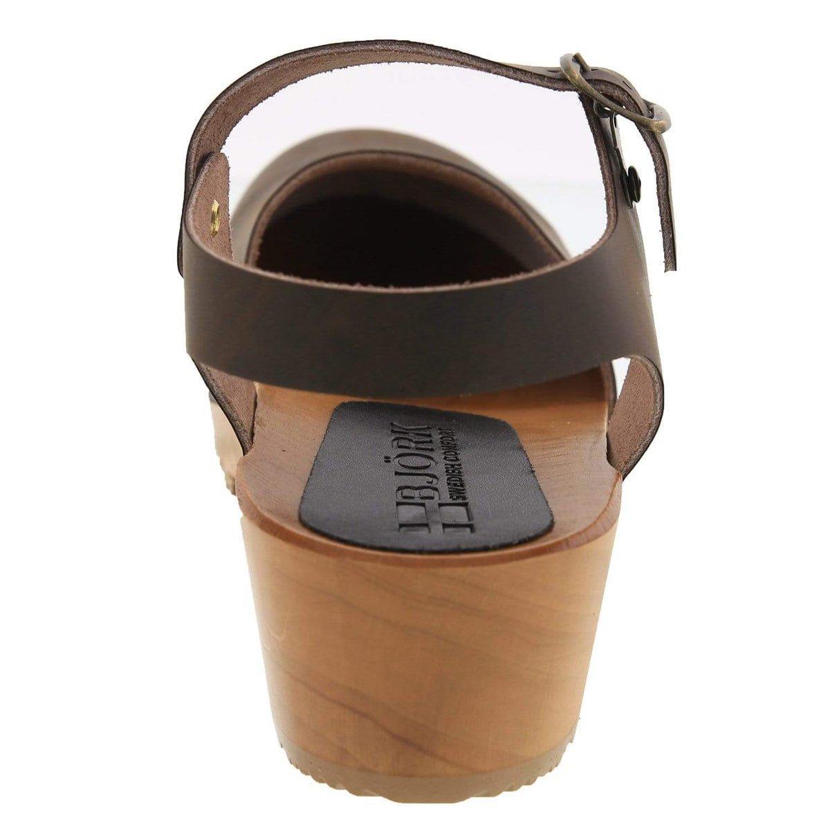 BJORK BJORK ALMA Swedish Wood Clog Brown Leather Sandals