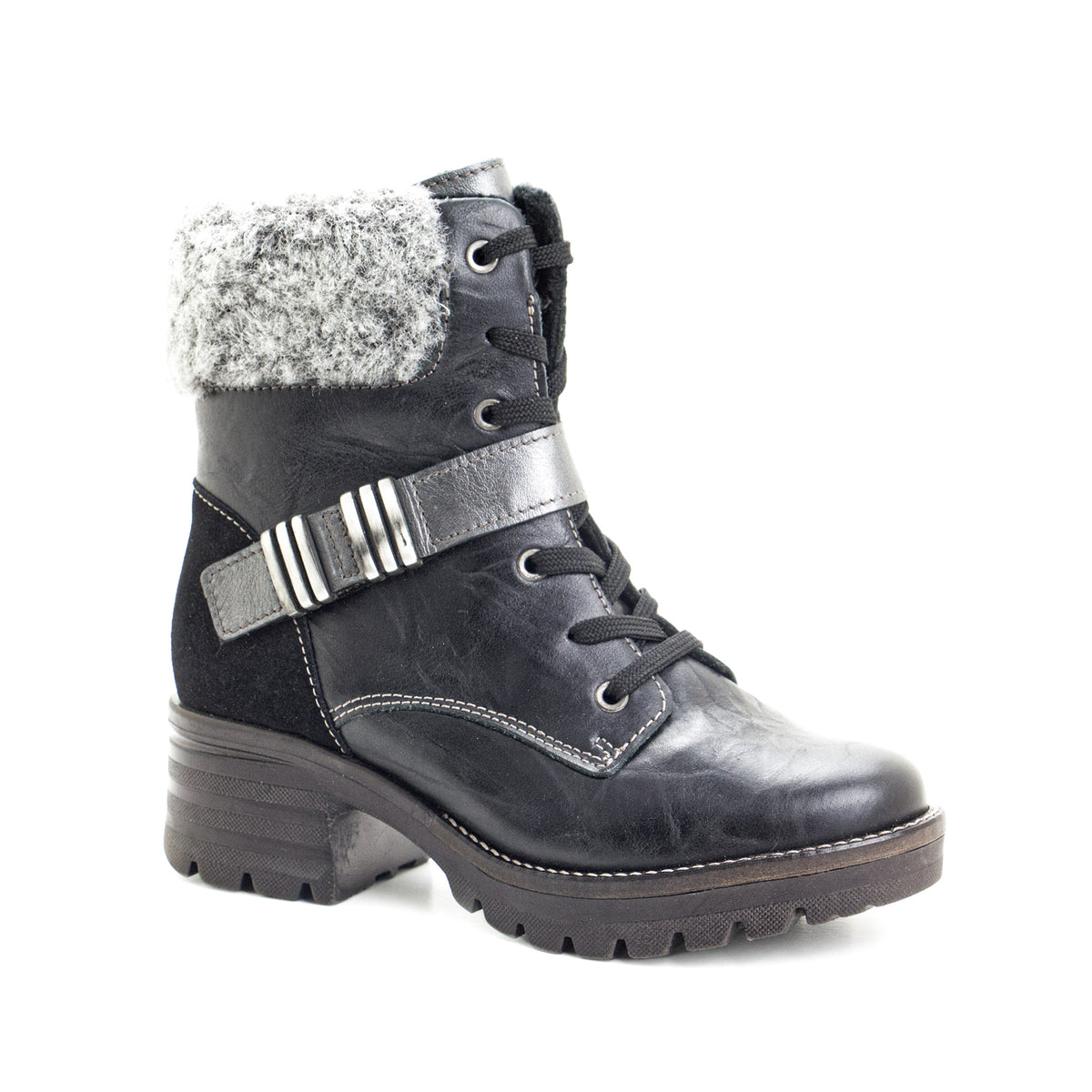 Dromedaris Kameryn Scrunched Leather & Faux Fur Boot