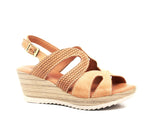 Dromedaris Lauren Leather Wedge Sandal