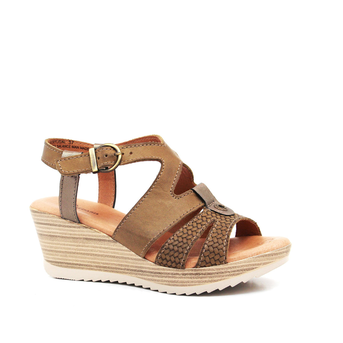 Dromedaris Liz Leather Wedge Sandal