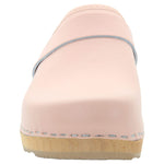 BJORK BJORK Maja Wood Open Back Pink Leather Clogs