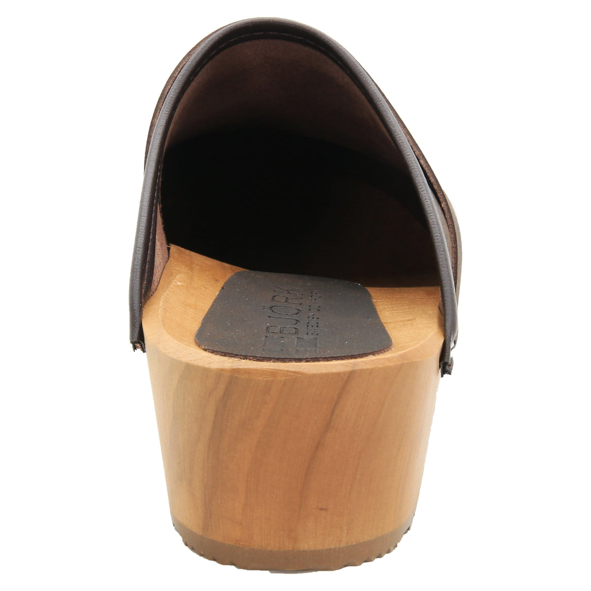 BJORK BJORK Maja Wood Open Back Brown Oiled Leather Clogs