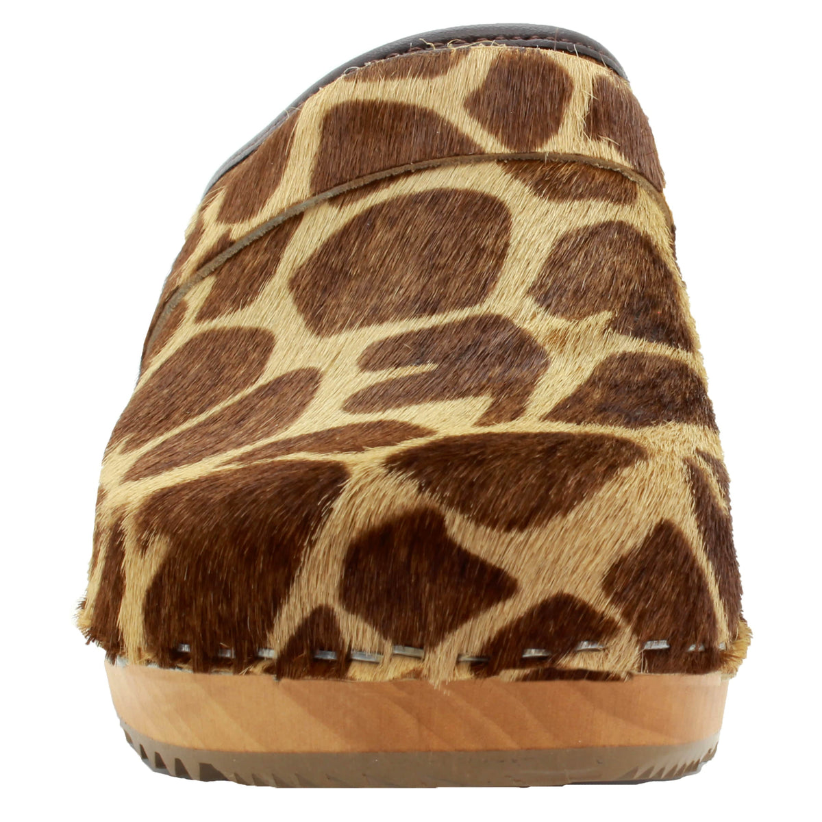 BJORK BJORK Safari Wood Open Back Giraffe Clogs