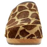 BJORK BJORK Safari Wood Open Back Giraffe Clogs
