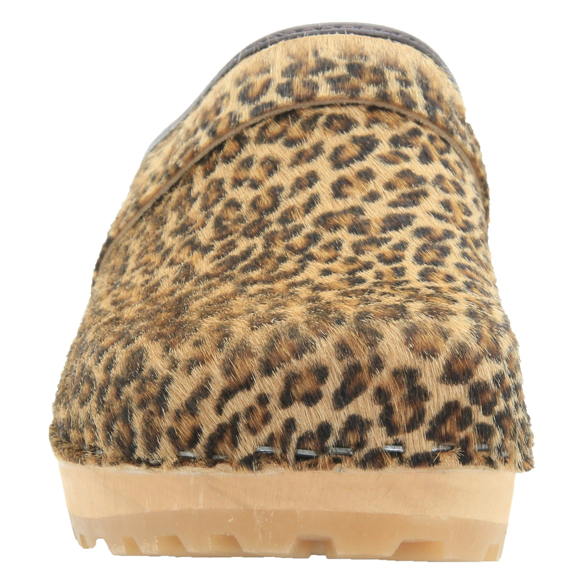 BJORK BJORK Safari Wood Open Back Leopard Clogs