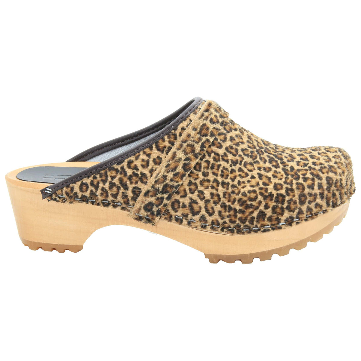 BJORK BJORK Safari Wood Open Back Leopard Clogs