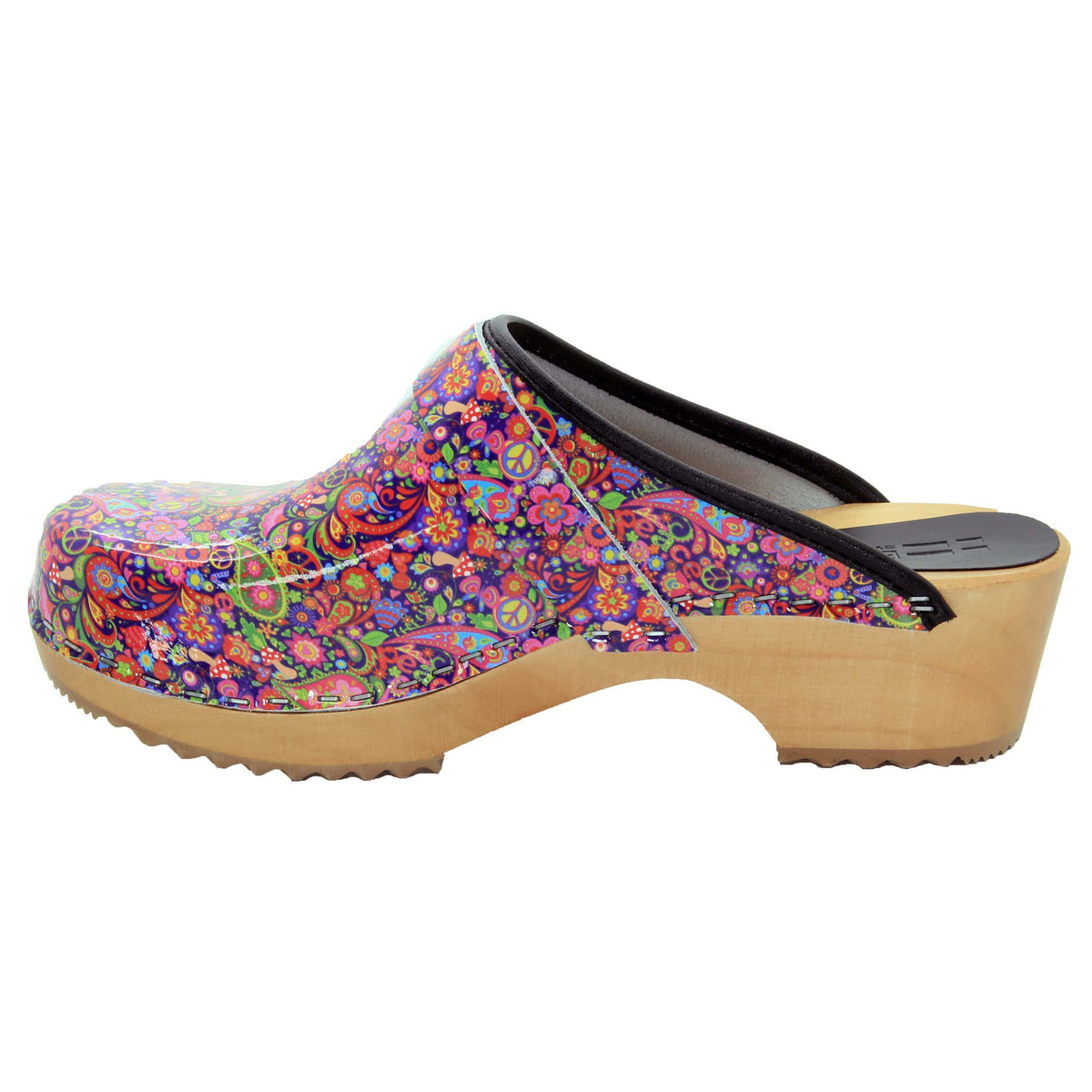 BJORK BJORK Peace Wood Open Back Leather Clogs