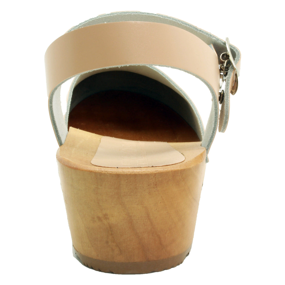 BJORK BJORK ALMA Swedish Wood Clog Leather Sandals in Nude