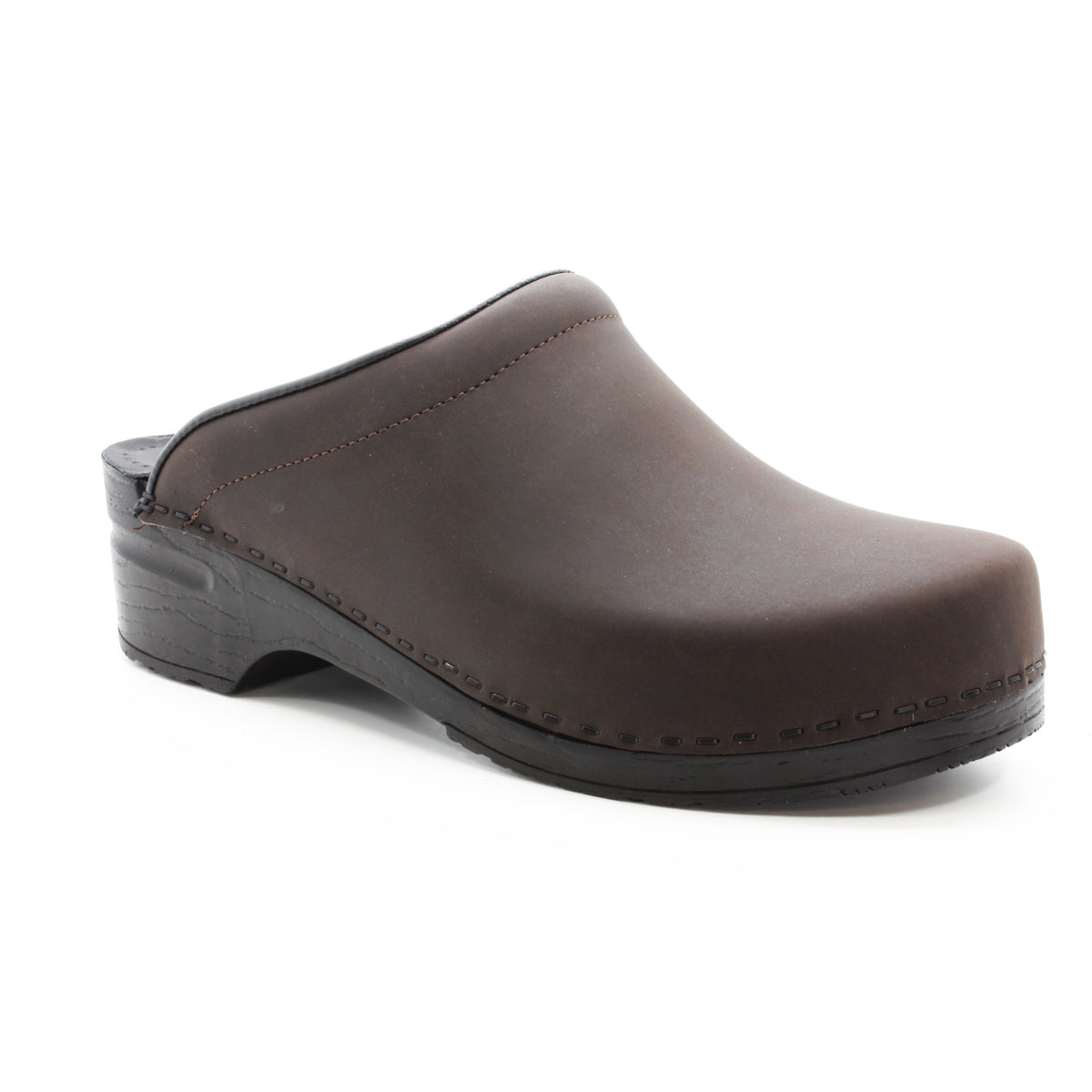BJORK 750247-78-47 BJORK Men's SAM OPEN BACK Oiled Leather Clogs Brown / EU-47