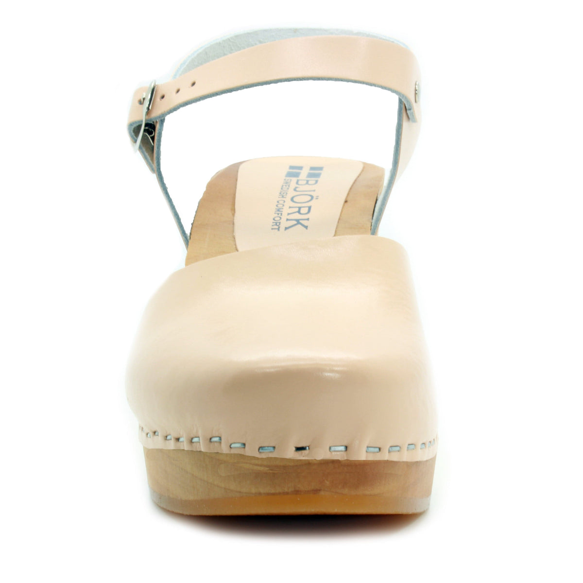 BJORK BJORK MARGARETA Swedish Wood Clog Sandals in Ivory Leather