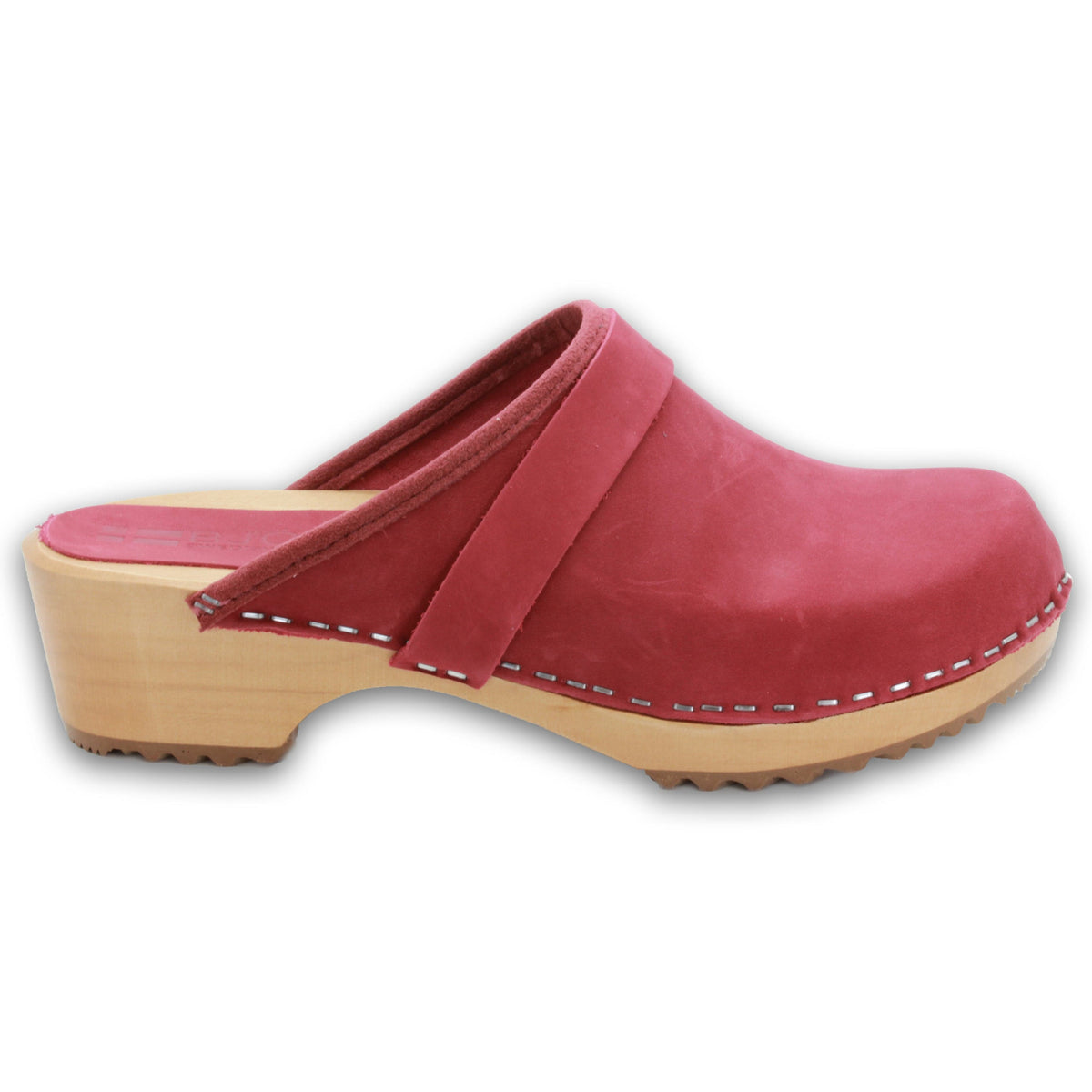 BJORK BJORK Maja Wood Open Back in Berry Nubuck Leather - CLOSEOUT