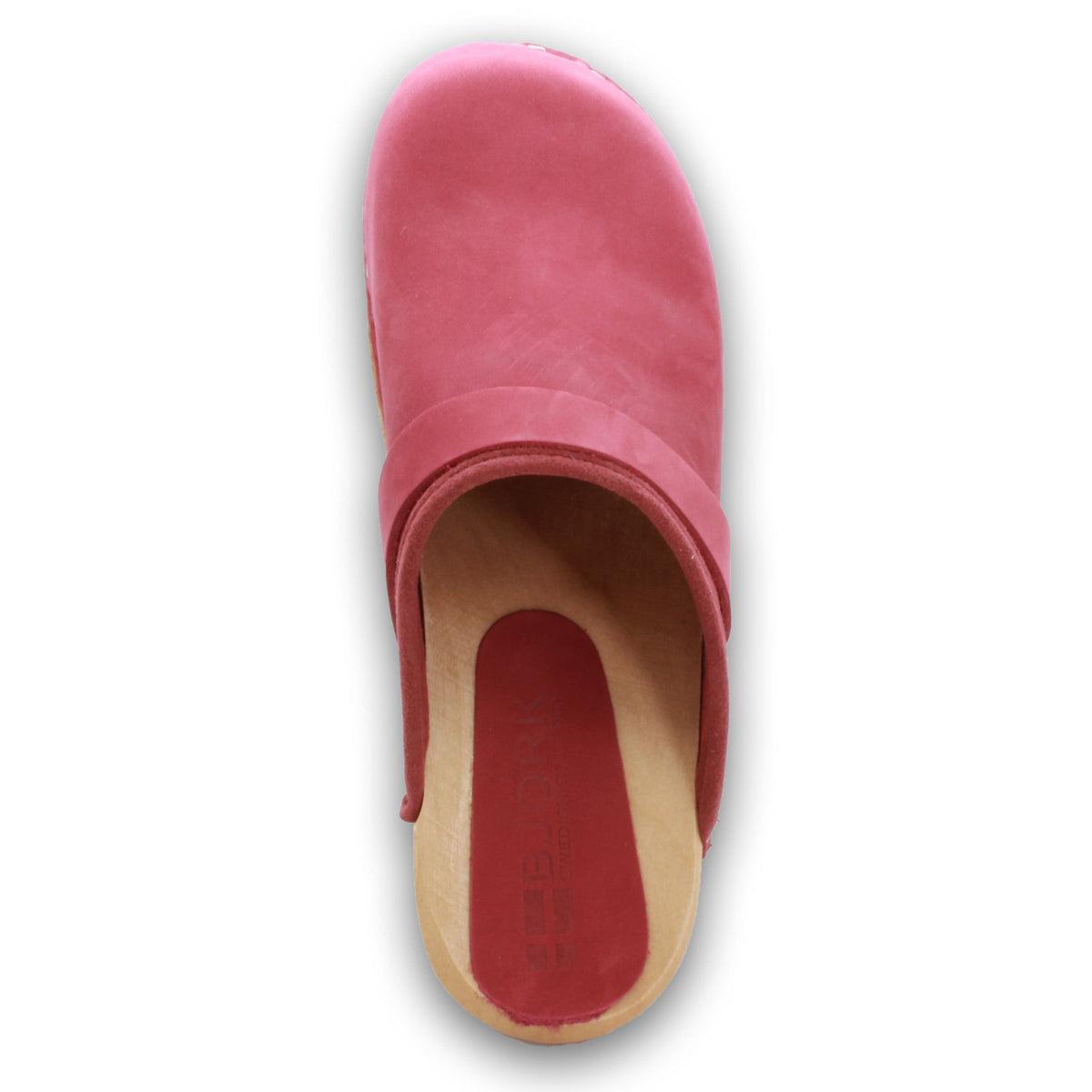 BJORK BJORK Maja Wood Open Back in Berry Nubuck Leather - CLOSEOUT