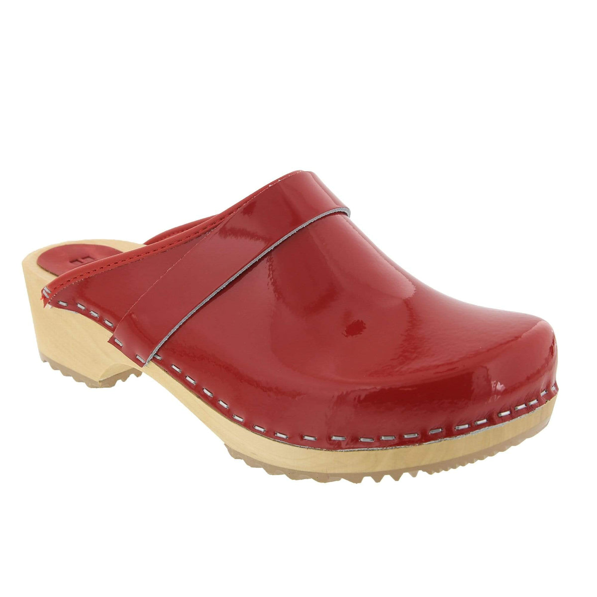 BJORK 757012-4-36 BJORK LEIA Wood Classic Open Back Patent Leather Clogs Red / EU-36