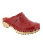 BJORK 757012-4-36 BJORK LEIA Wood Classic Open Back Patent Leather Clogs Red / EU-36