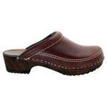 BJORK BJORK Men's Christian Wood Open Back Oiled Leather Clogs