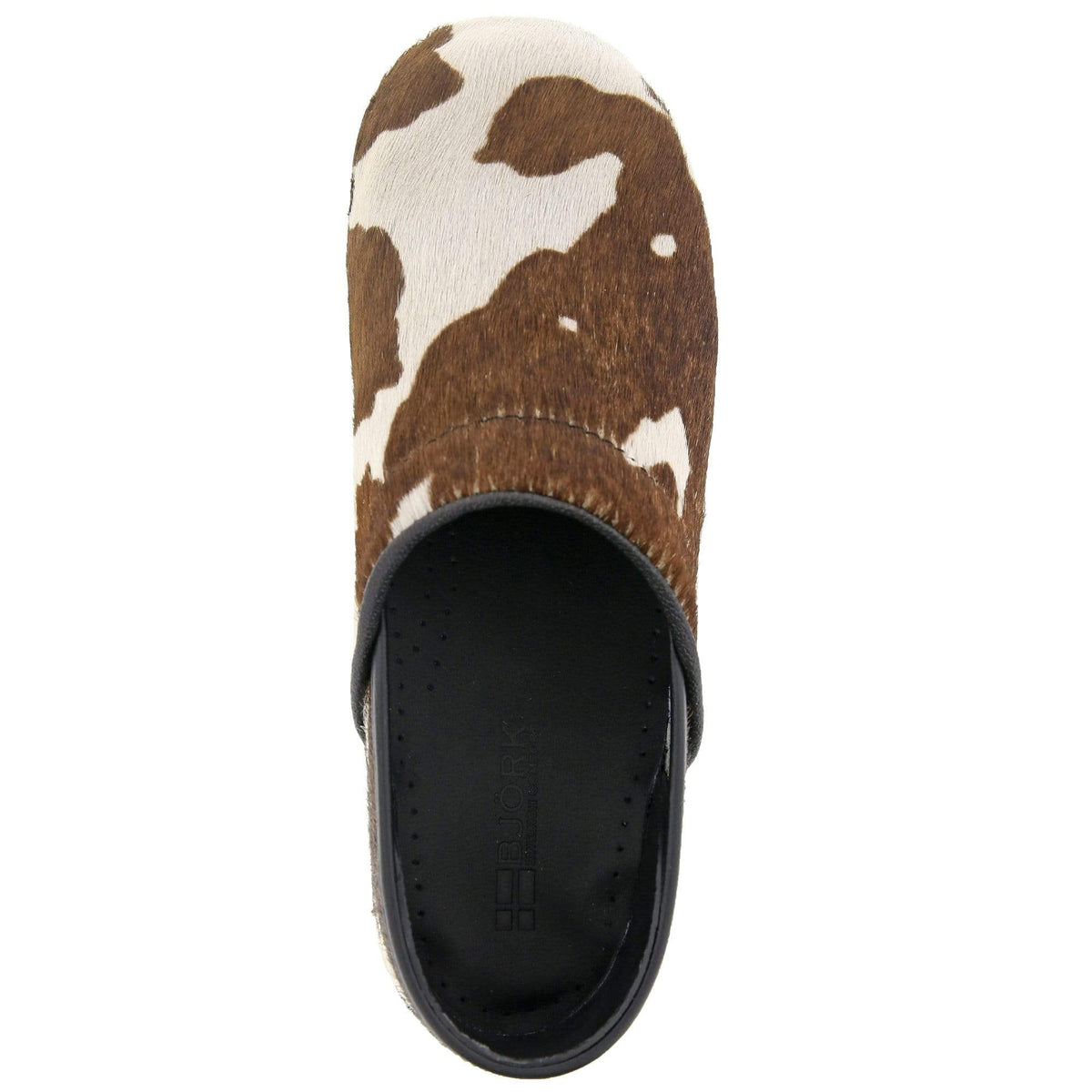 BJORK BJORK PROFESSIONAL Safari Collection Leather Clogs in Brown and White Cow
