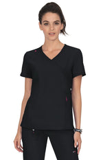 koi K-316-002-XXS koi Lite Philosophy Women's 3-Pocket Mock-Wrap Scrub Top Black / XXS
