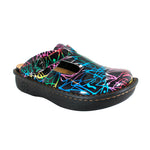 Sanosan Bella Comfort Slip-On Clogs in Black Combo print