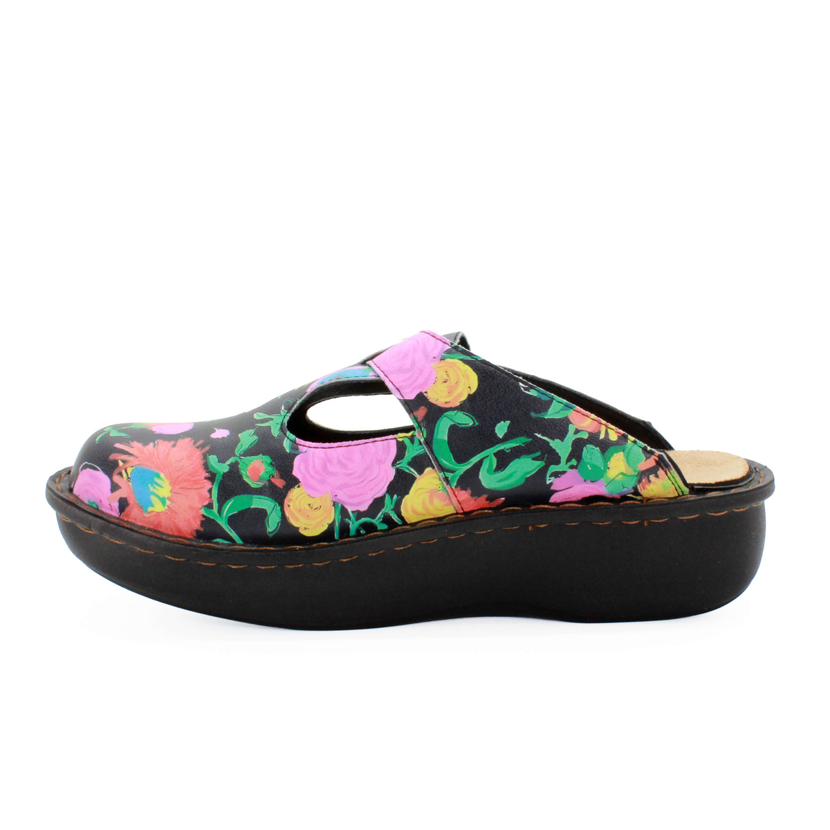 Sanosan Bella Comfort Slip-On Clogs in Sunflower Print