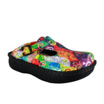 Sanosan Bella Comfort Slip-On Clogs in Multi Loop print