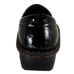 Sanosan Maria Comfort Slip-On Clogs in Black Crinkle Patent