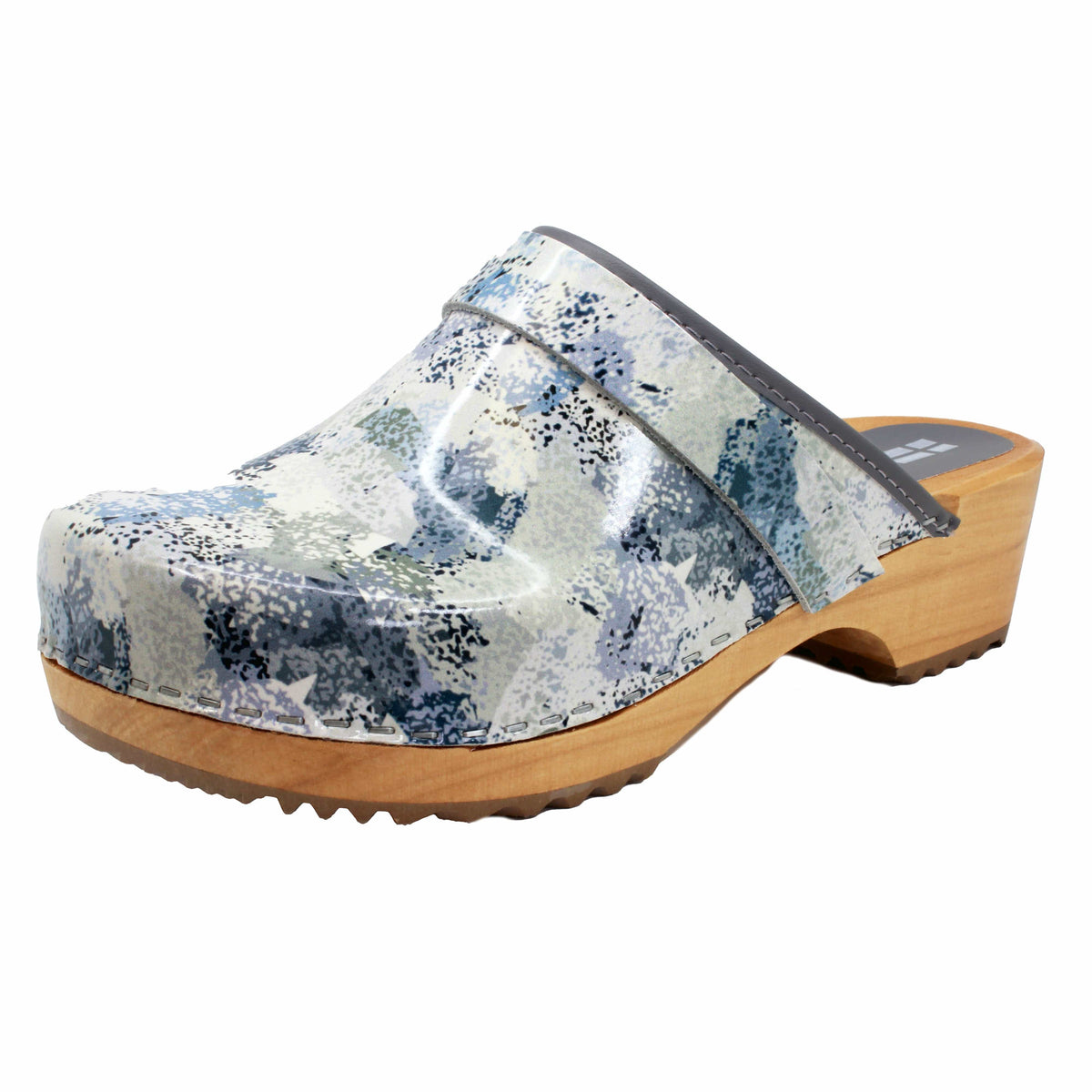 BJORK BJORK Maja Wood Abby Printed Leather Clogs