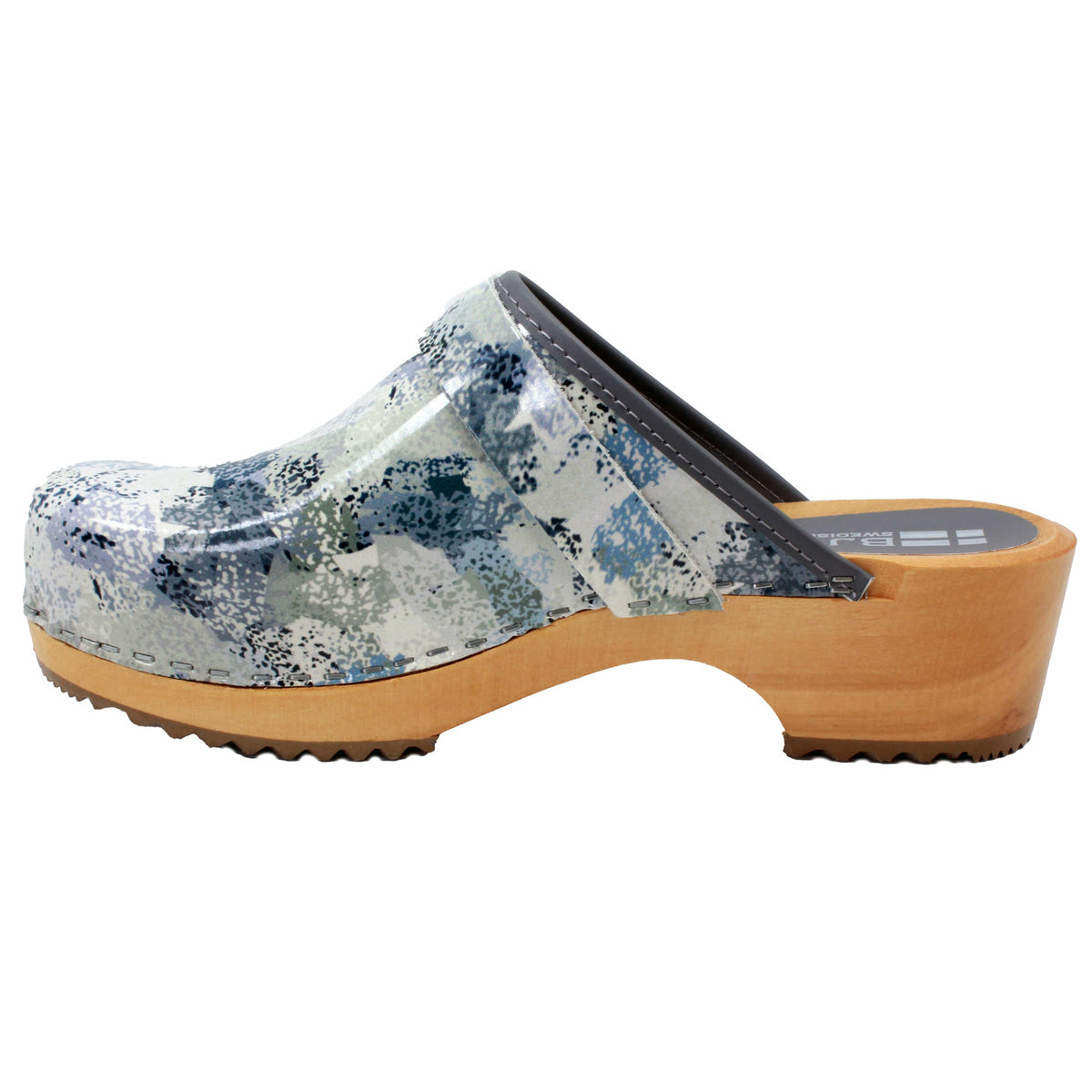 BJORK BJORK Maja Wood Abby Printed Leather Clogs