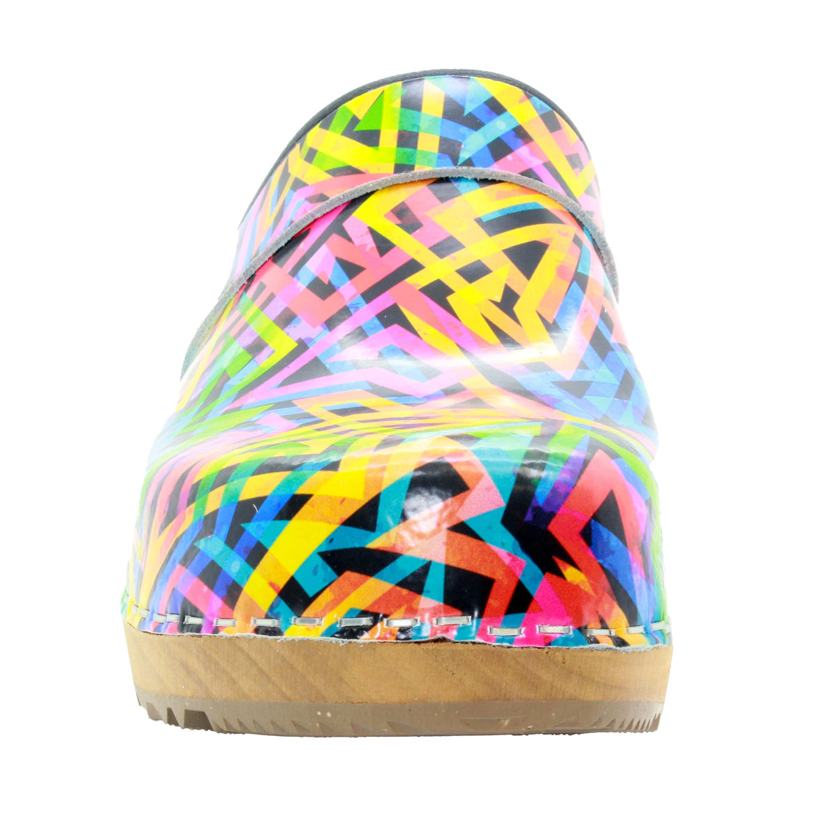 BJORK BJORK Maja Open Back Geometric Leather Clogs