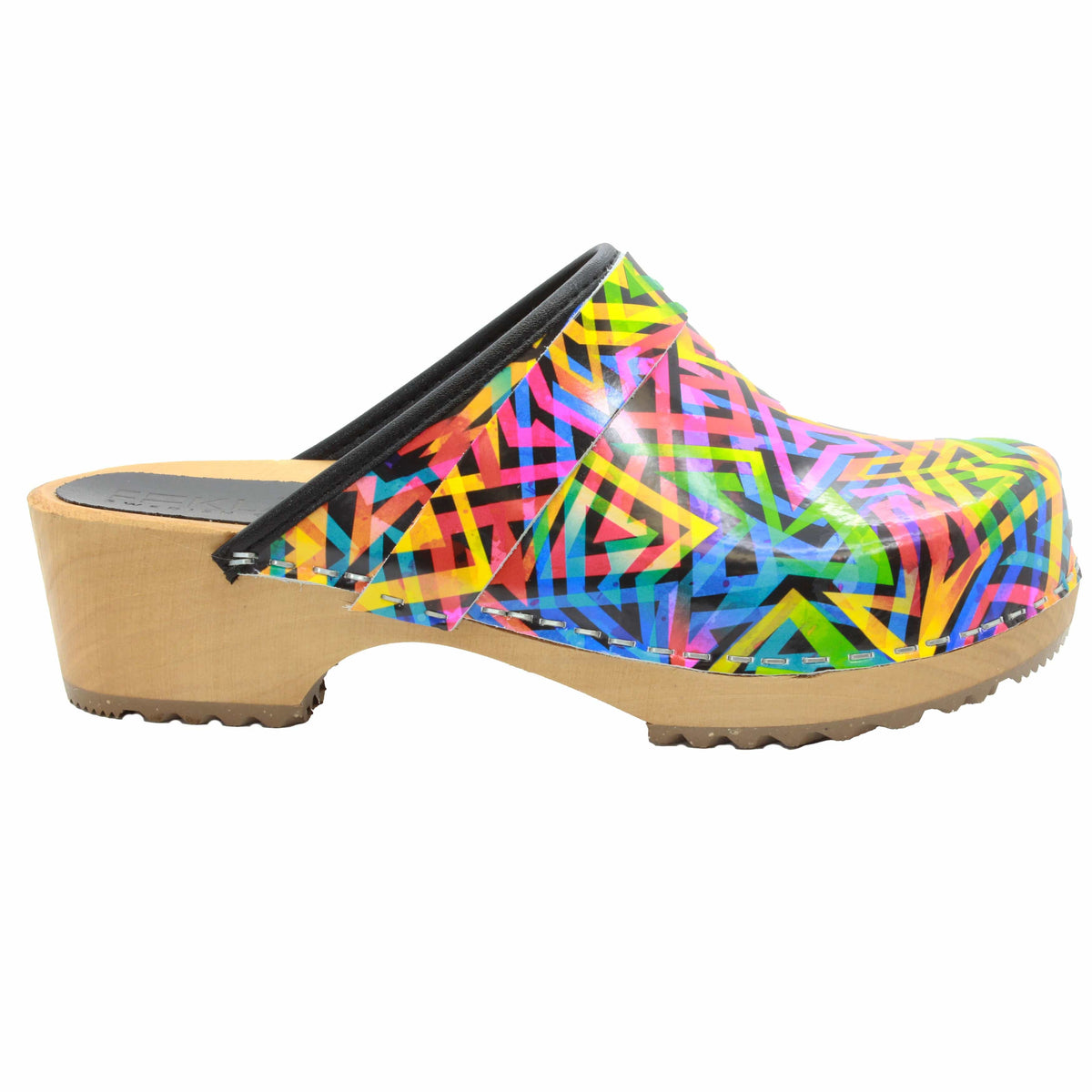 BJORK BJORK Maja Open Back Geometric Leather Clogs