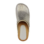 BJORK BJORK Maja Wood Open Back Natural Tooled Leather Clogs