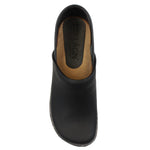 KLÄGN KLÄGN Tindra Wood Closed Back Grip Black Leather Clogs