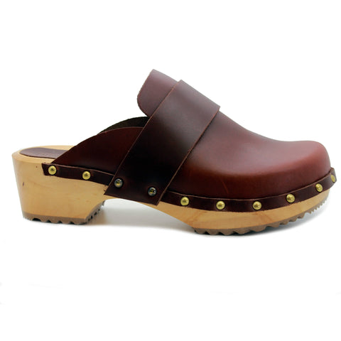 KLÄGN KLÄGN Helvi Wood Open Back Full Grain Leather Clogs w/light sole