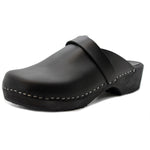 KLÄGN KLÄGN Men's Axel Leather Open Back Wooden Clogs