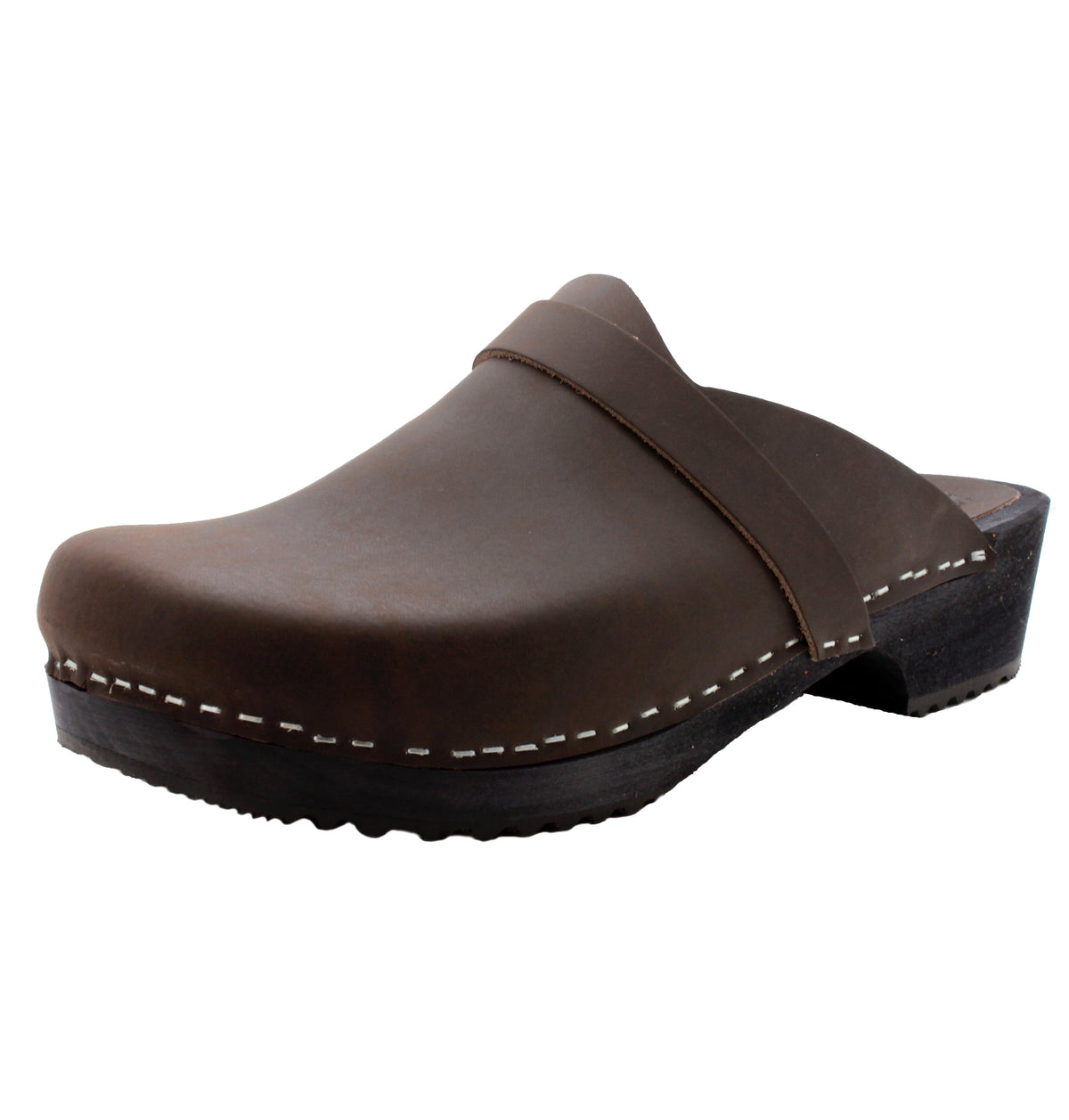 KLÄGN KLÄGN Men's Axel Leather Open Back Wooden Clogs