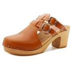 KLÄGN KLÄGN Brigetta Mid-heel Fashion Leather Wooden Clogs